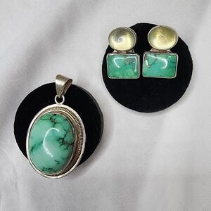 Sea green Gemstone and Sterling silver jewelry set